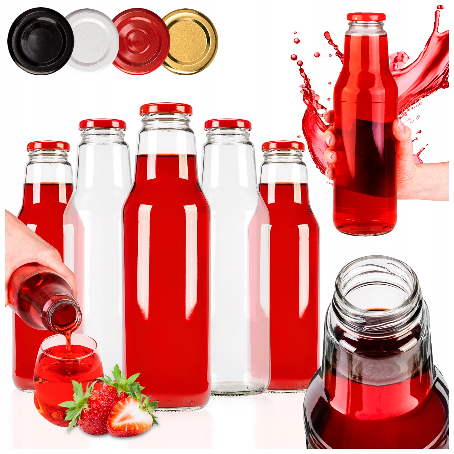 40 x Skleněné Lahve Na Šťávu Limonádu Zavařeniny Likéry Soček 750 ml +dárek