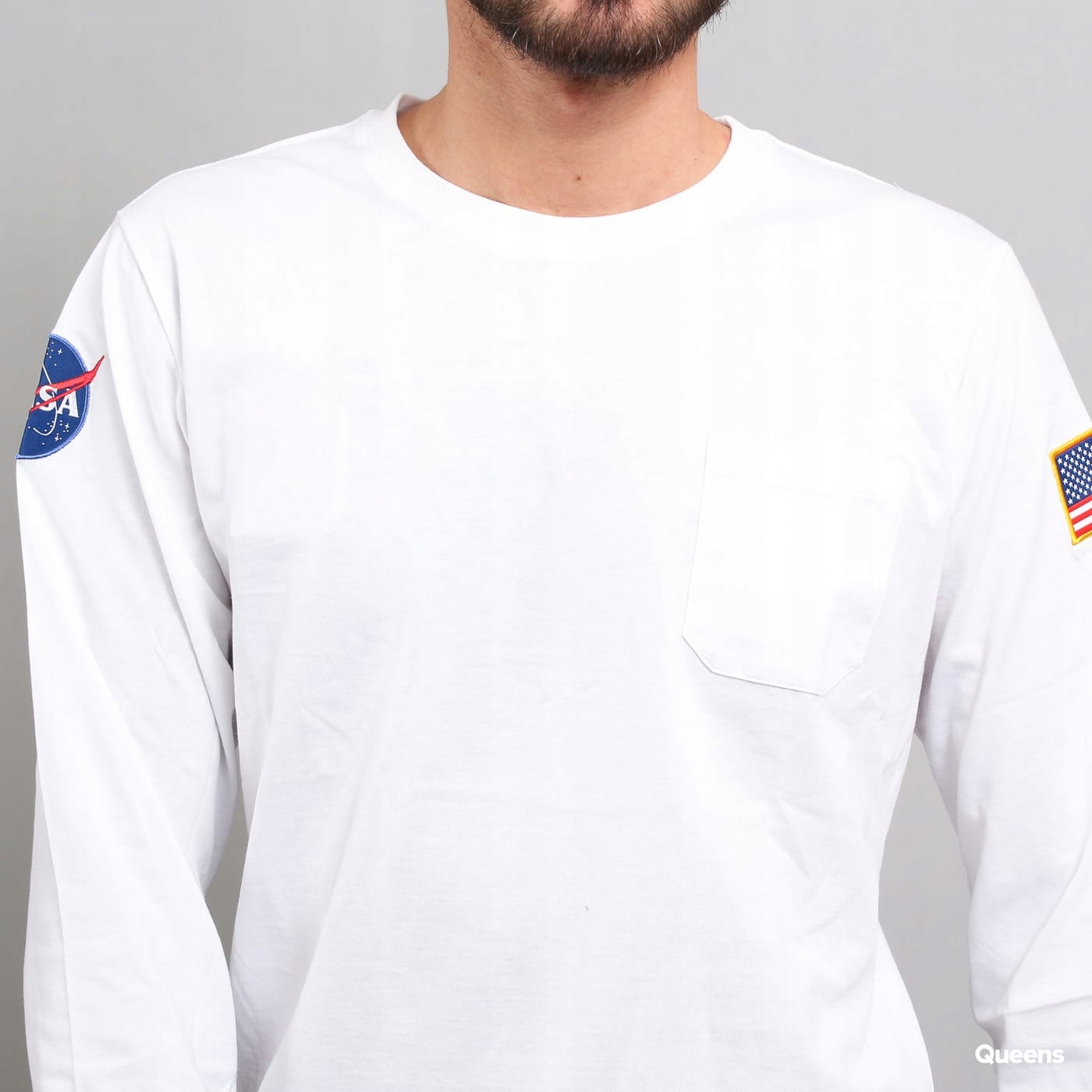 Alpha Industries Tričko NASA LS biele L