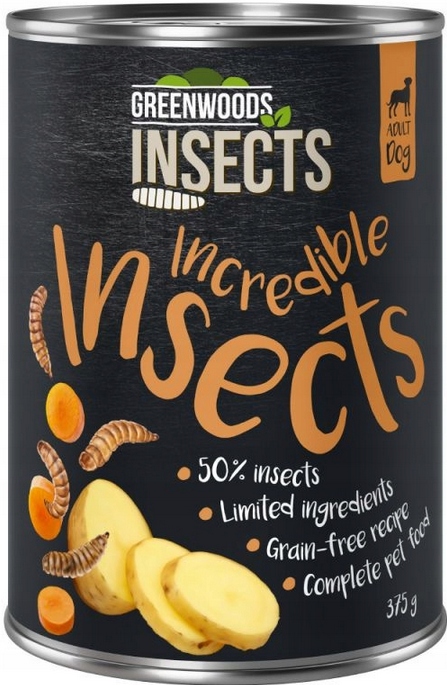 Levně Greenwoods mokré krmivo s hmyzem pro psy 6x375g