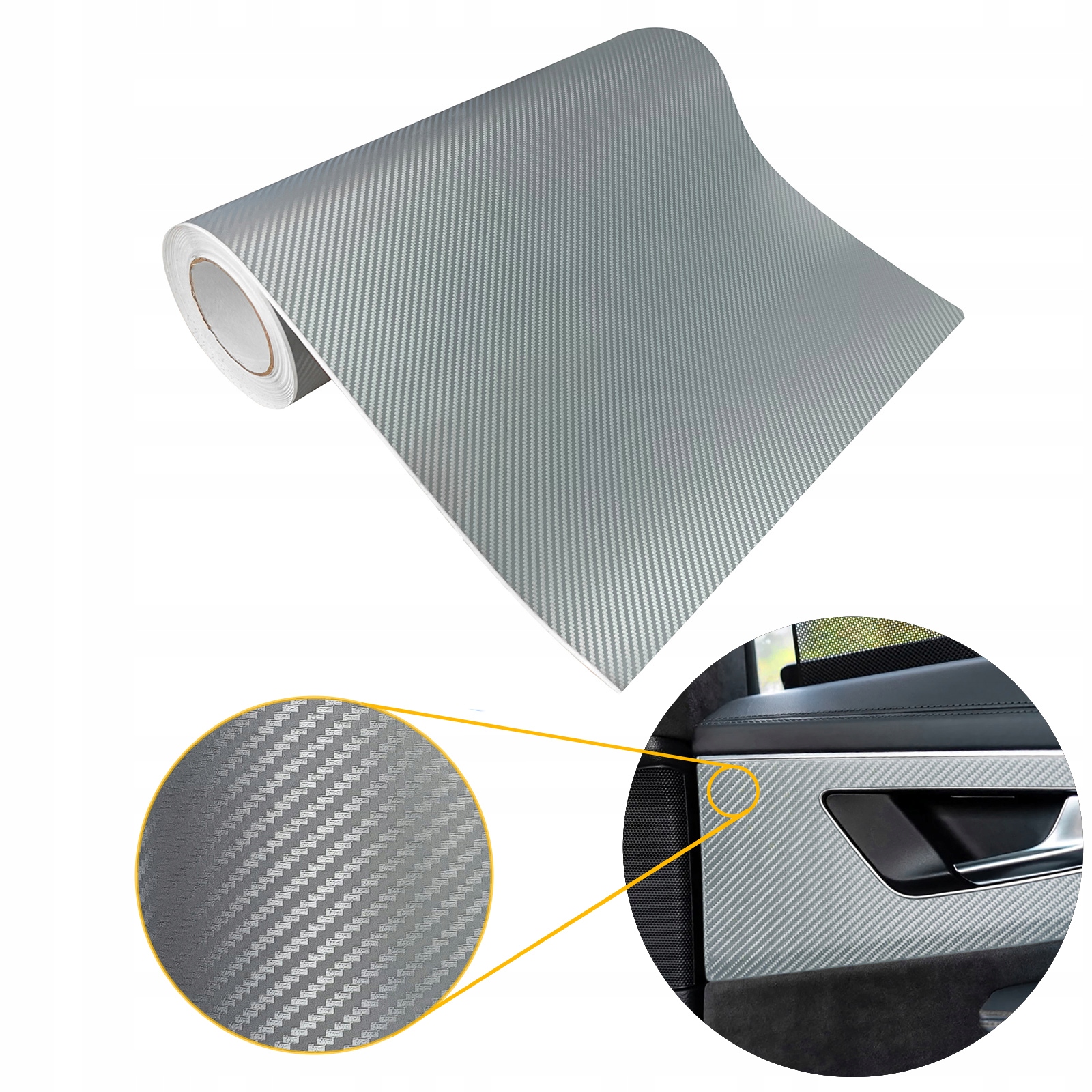 Fólie Carbon 3D Silver Tuning Auta Ochrana laku Změna vzhledu auta