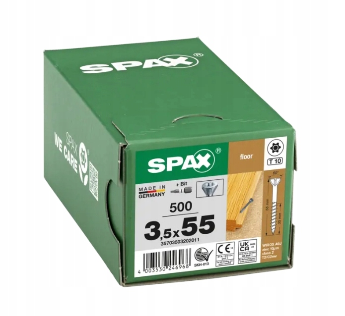 Šrouby na podlahy, dřevěné desky, podbití Spax 3,5 x 55 mm Wirox 500ks