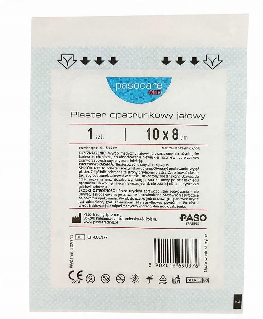 

Plaster opatrunkowy jałowy opatrunek 10 cm x 8 cm