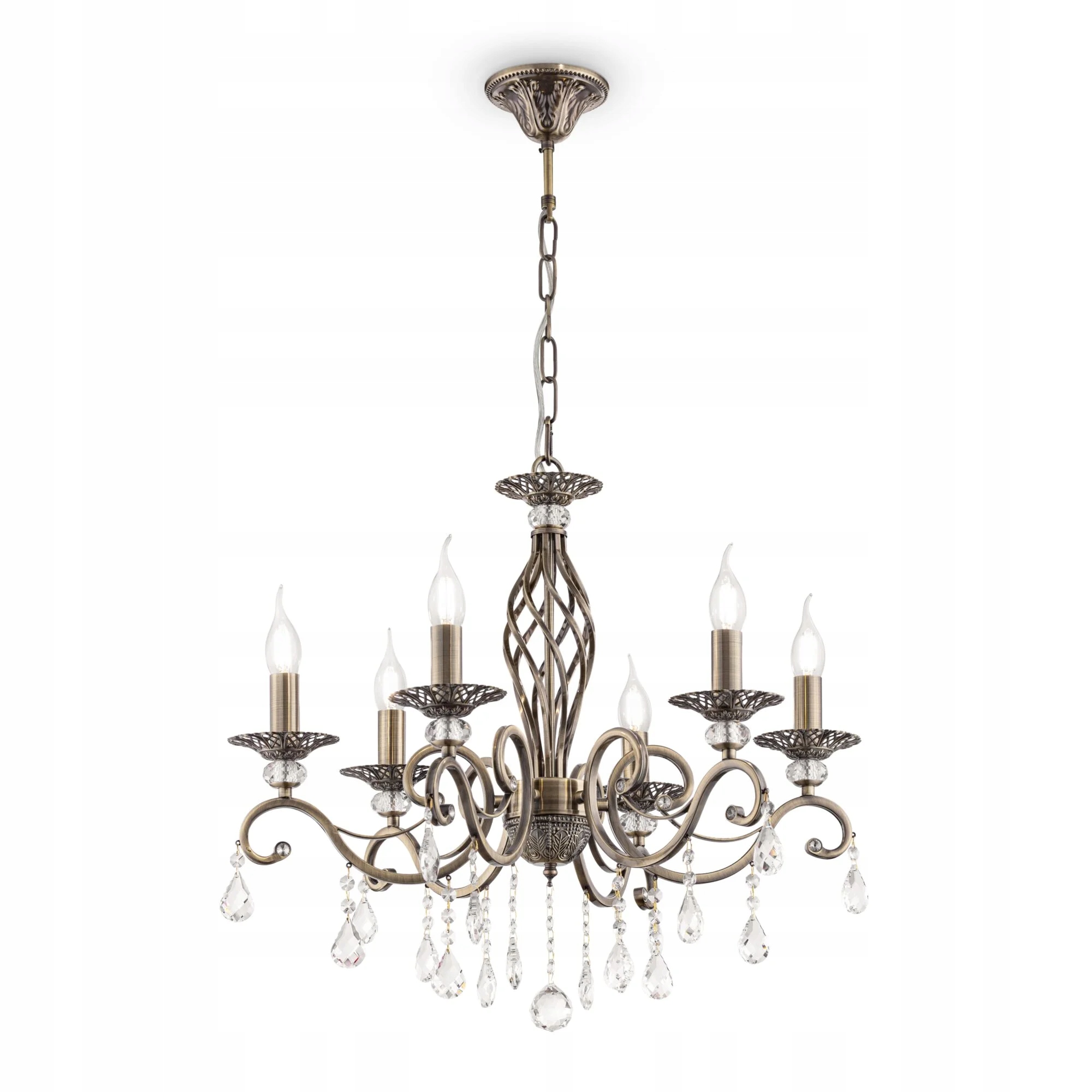 Mosazný svícnový lustr s křišťály, klasický, 6 ramen Maytoni