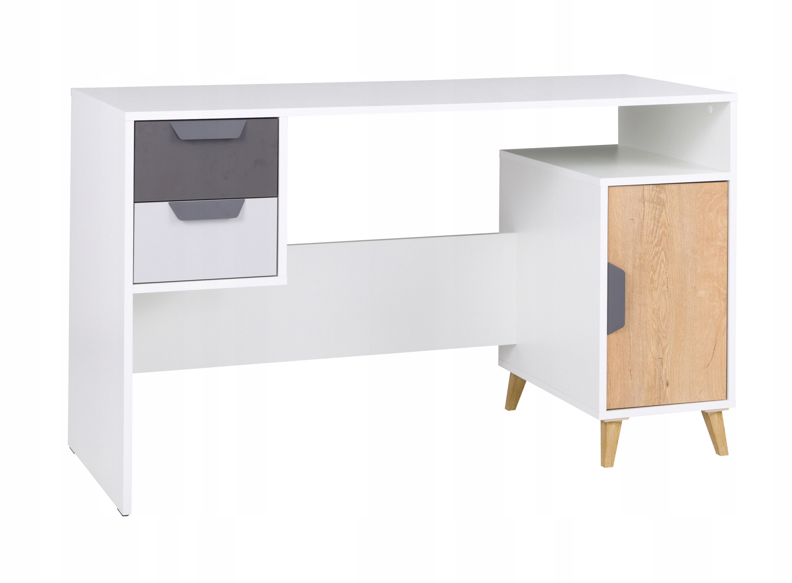 MŁODZIEŻOWE duże biurko z szafką szary biały kolor