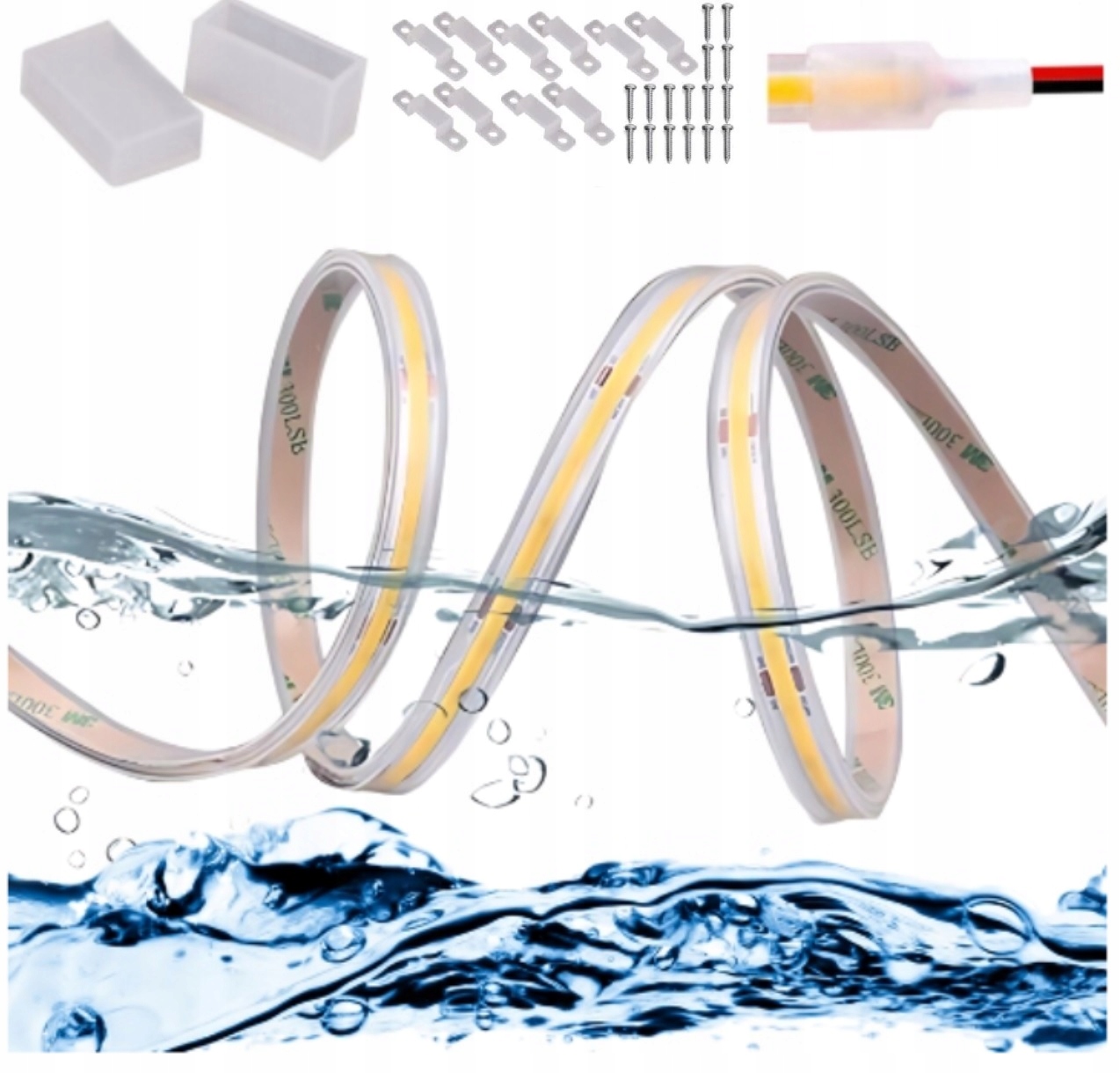 Led Cob 5m wodoodporna hermetyczna IP67 12V Neon ciepły 3000k 5m Premium