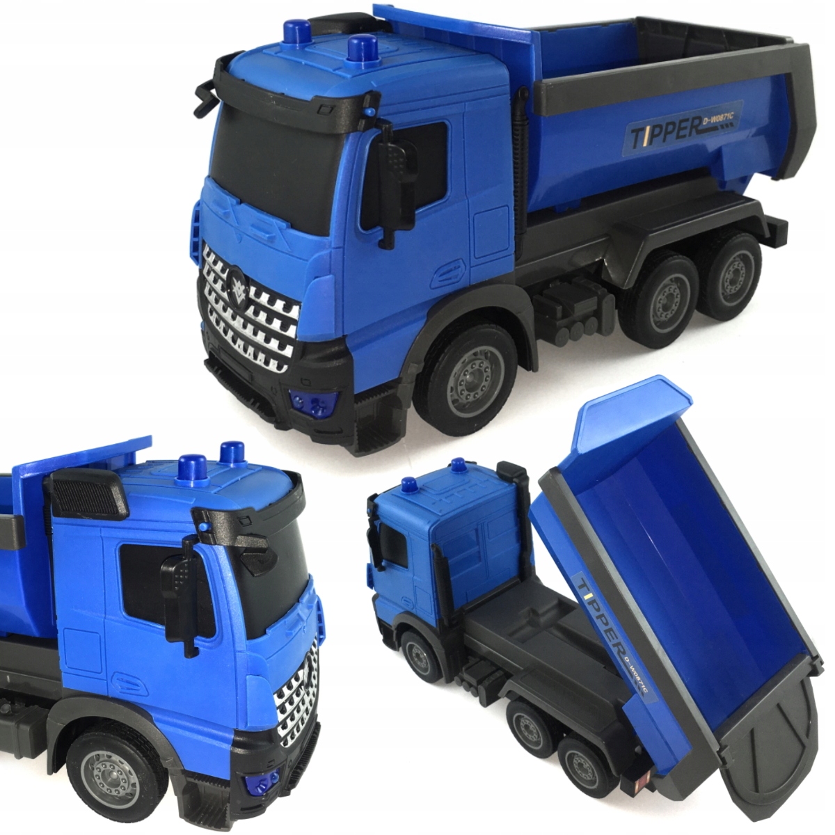 AUTO BUDOWLANE NIEBIESKA WYWROTKA NAPĘD RUCHOMA SKRZYNIA