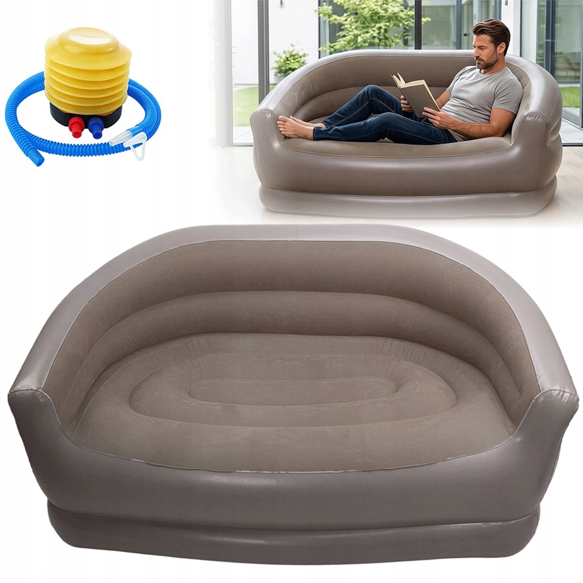Przenośna Nadmuchiwana Sofa Dla 2 Osób Na Kemping, Plażę I Do Ogrodu