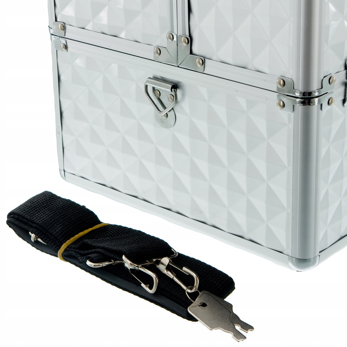 Kuferek kosmetyczny walizka na kosmetyki lampę 3D SREBRNY Szerokość produktu 33 cm