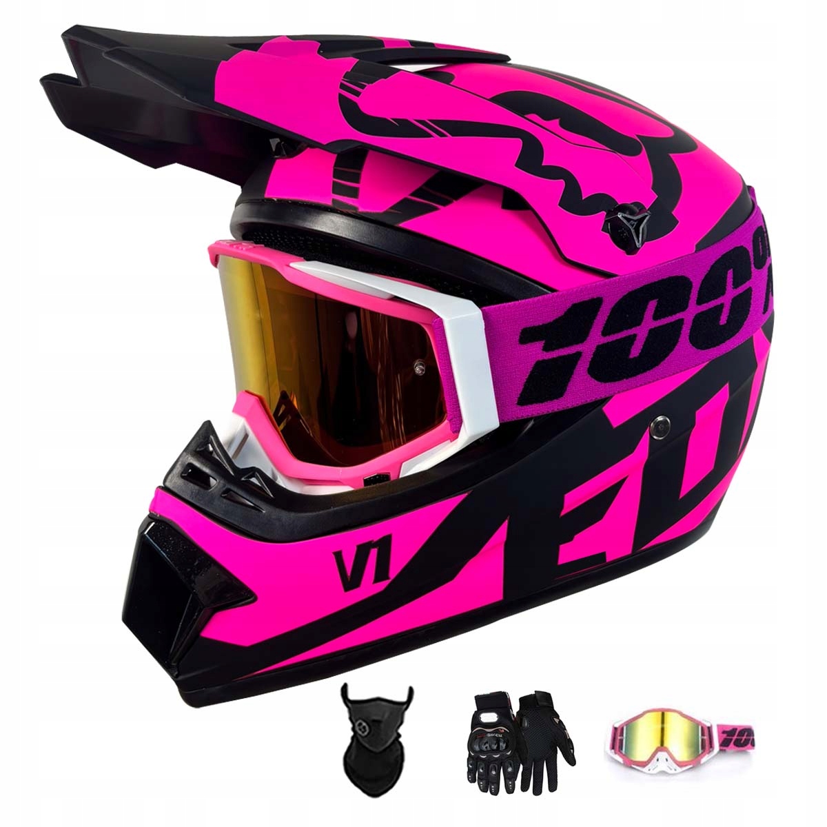 Motocyklová Přilba Lehká Enduro Quada Brýle Rukavice Maska S