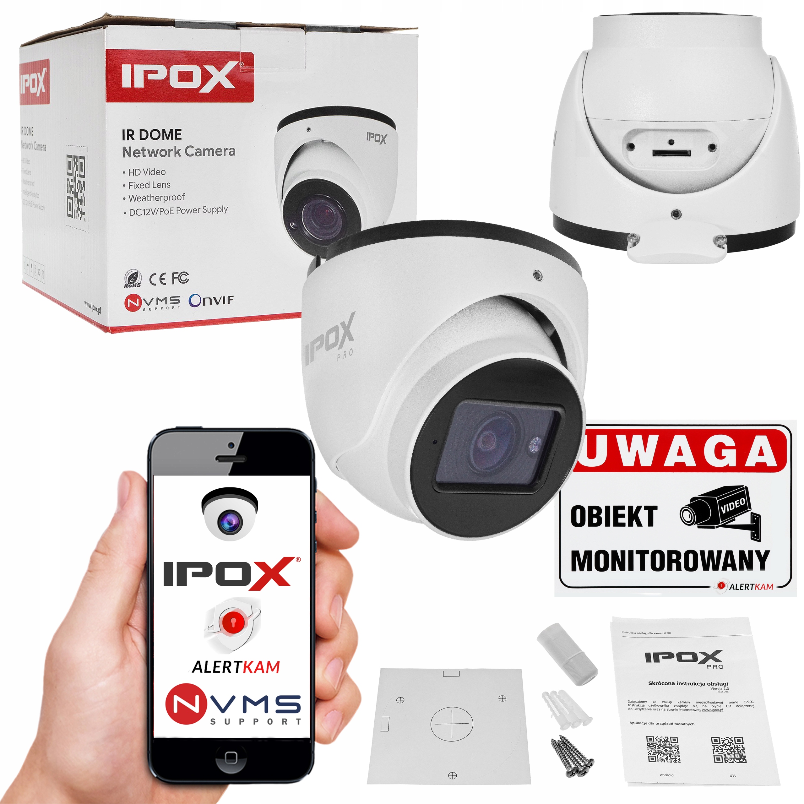 KAMERA ZEWNĘTRZNA IP IPOX 8MP PX-DIP8028AI KOPUŁA