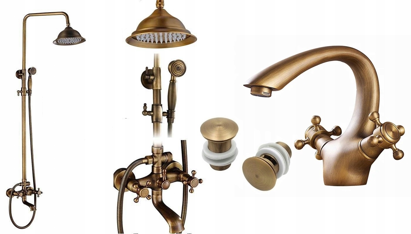 Kúpeľňová sprchová batéria Old Retro Mosadz Sada