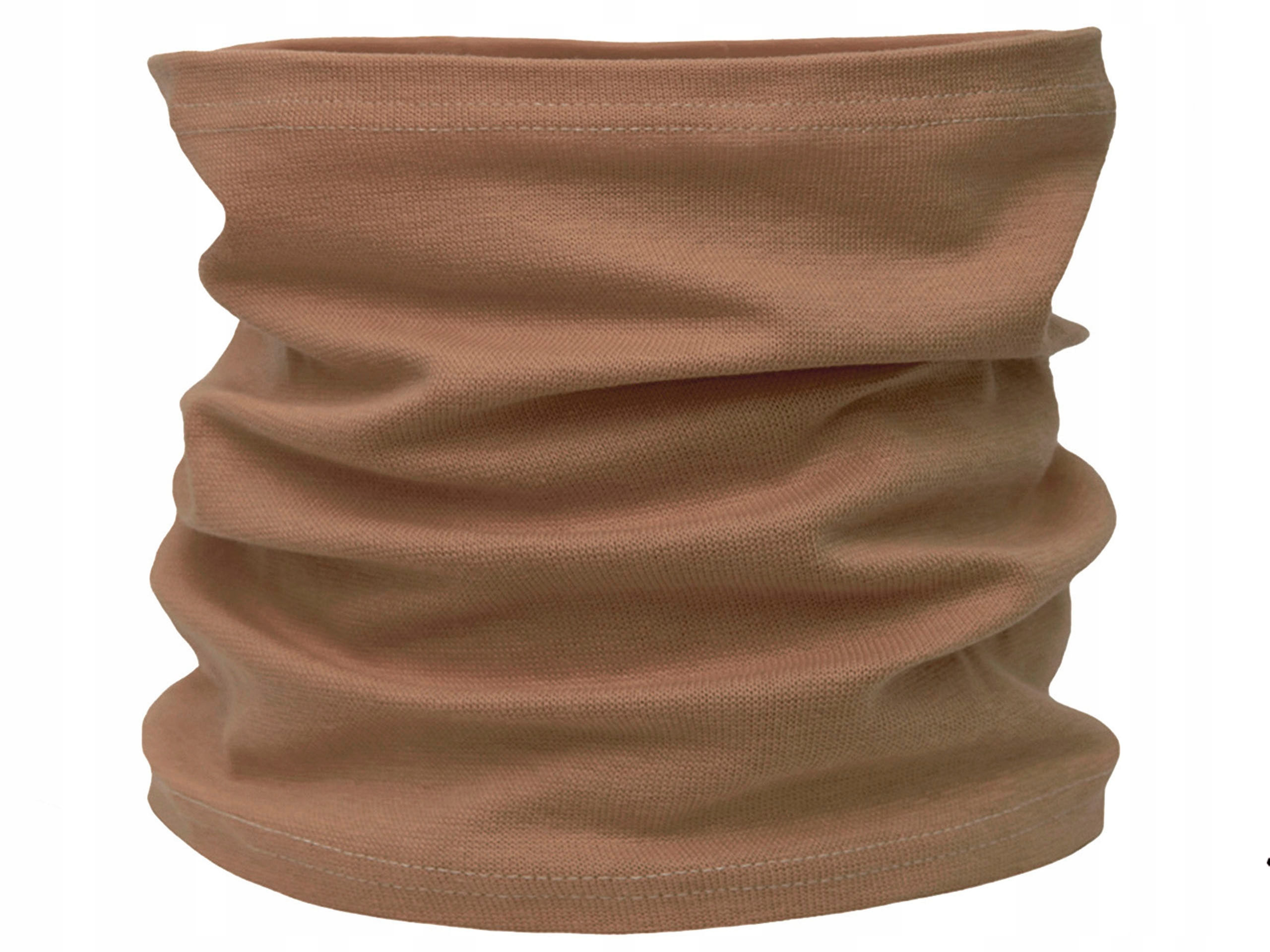 KOMIN bawełniany GŁADKI tuba MASKA bawełna MŁODZIEŻ damski BEŻ karmel