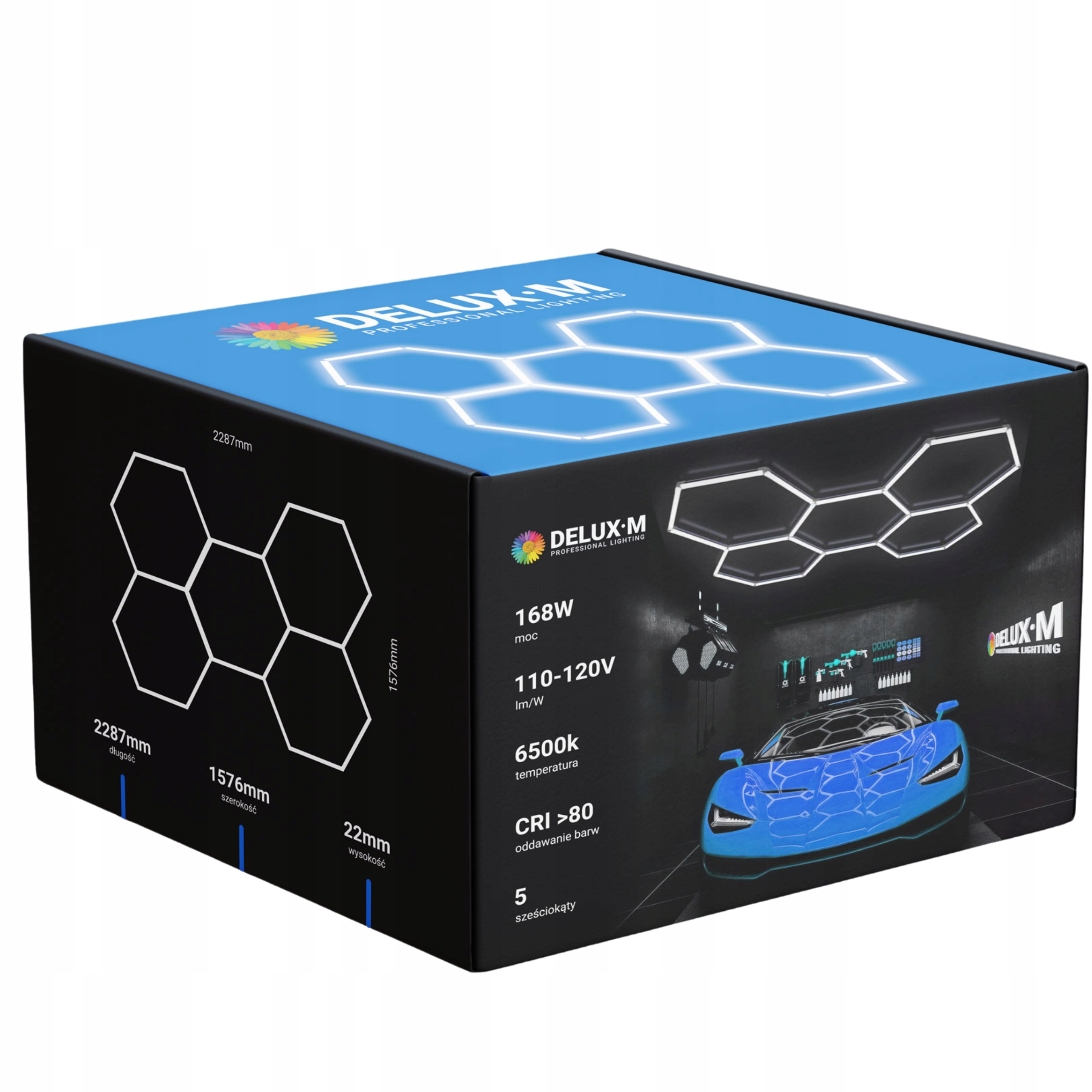 Lampa s panelom Hexagón 5 stropné svietidlo biela na garáž 6500K