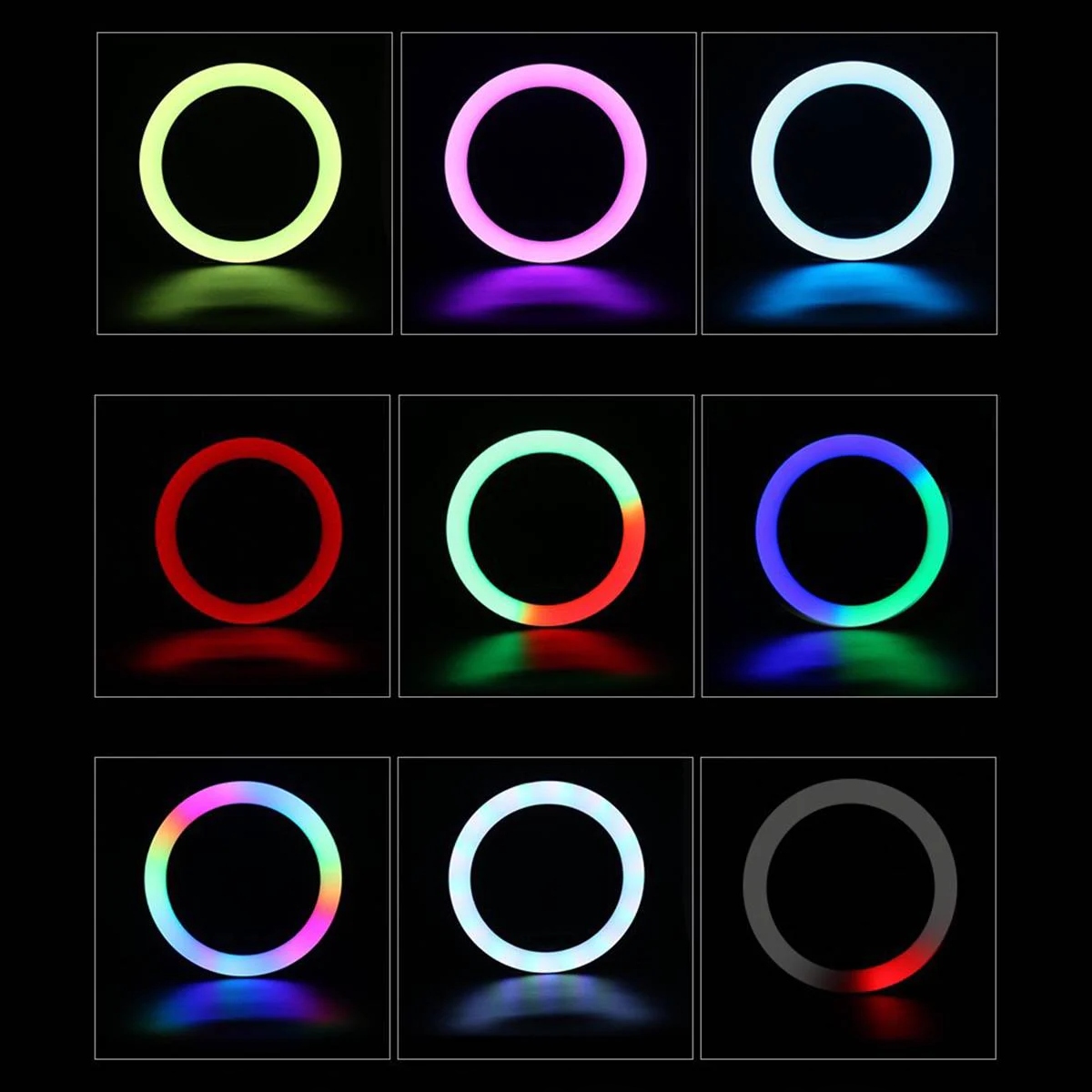 LAMPA PIERŚCIENIOWA LED ZE STATYWEM 220cm USB 80W 26cm RING RGB Źródło światła LED