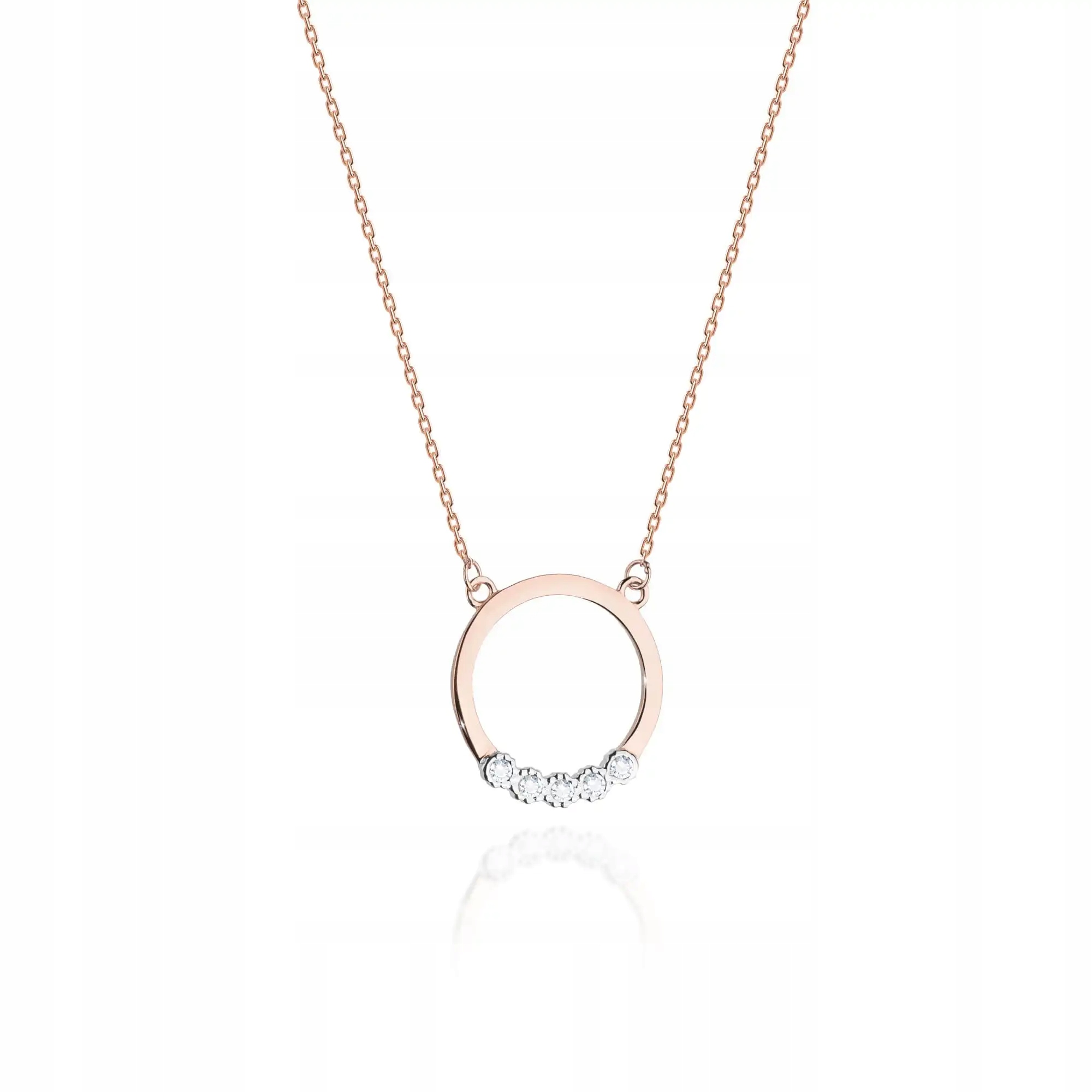 Náhrdelník z růžového zlata 585 s bílými brilianty a diamanty 1,5 g