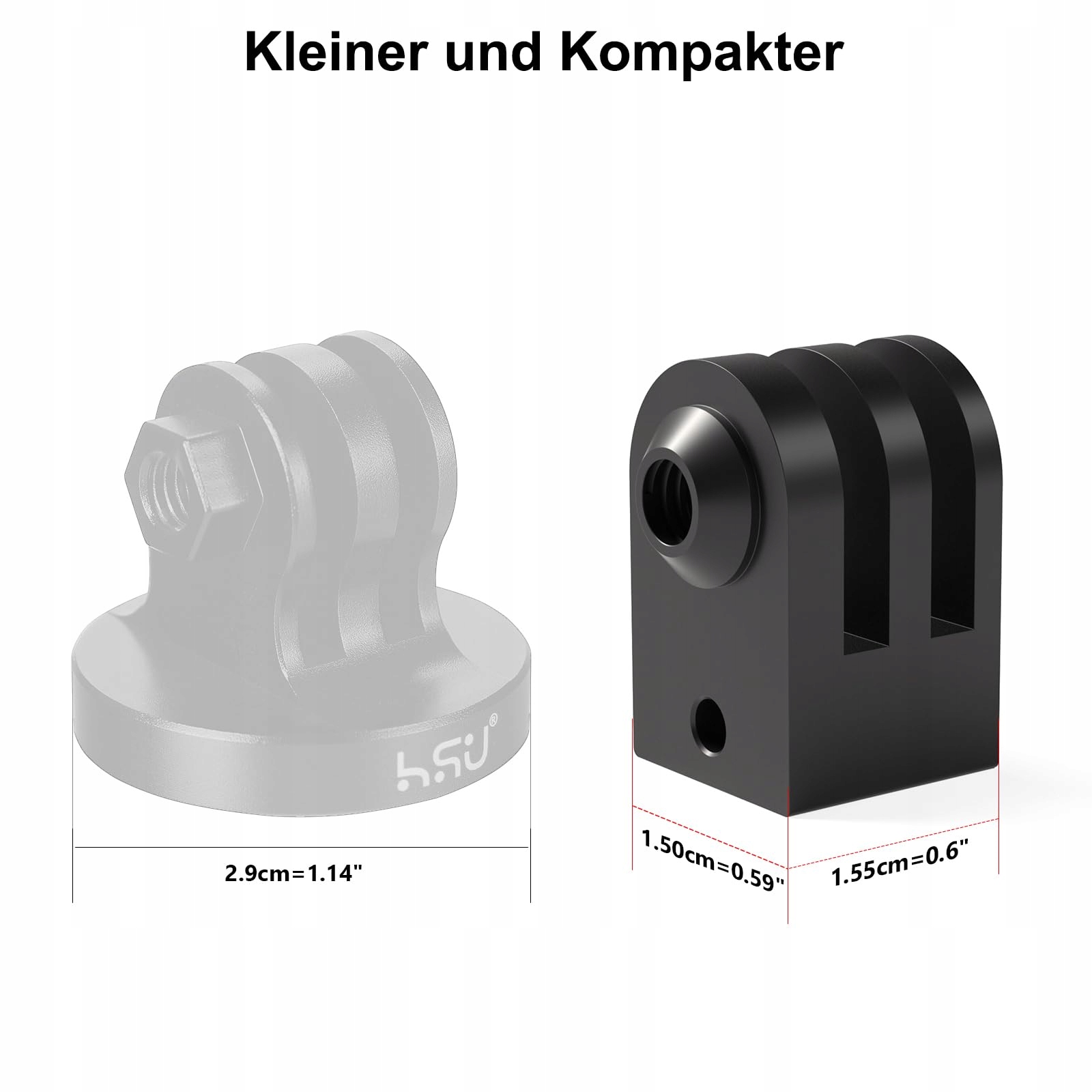 HSU Aluminiowy Uchwyt Stojak GoPro 2szt Adapter Kamera Hero 12-3 Czarny — miniatura 5