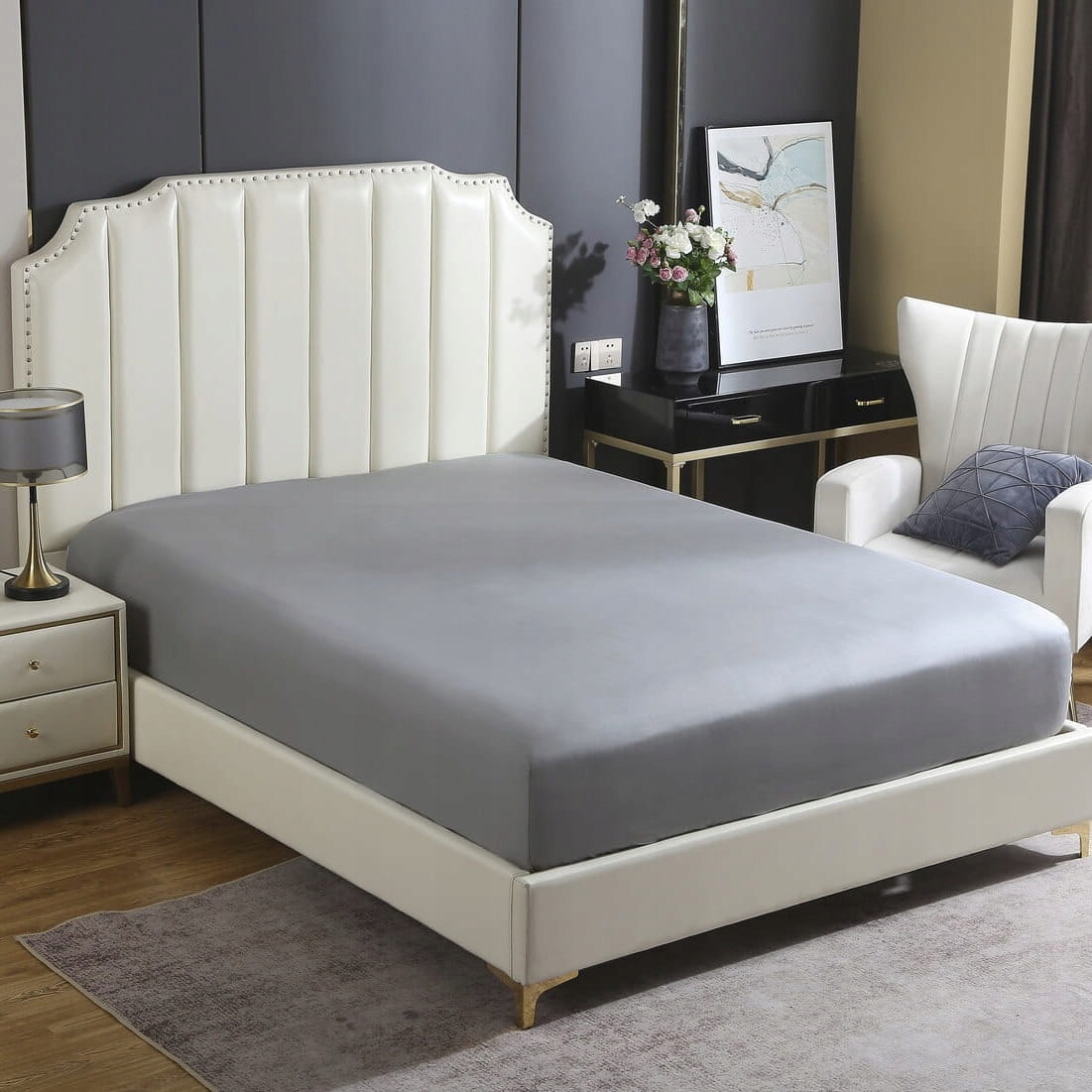 Grafit Prostěradlo Satén s gumou 200x220
