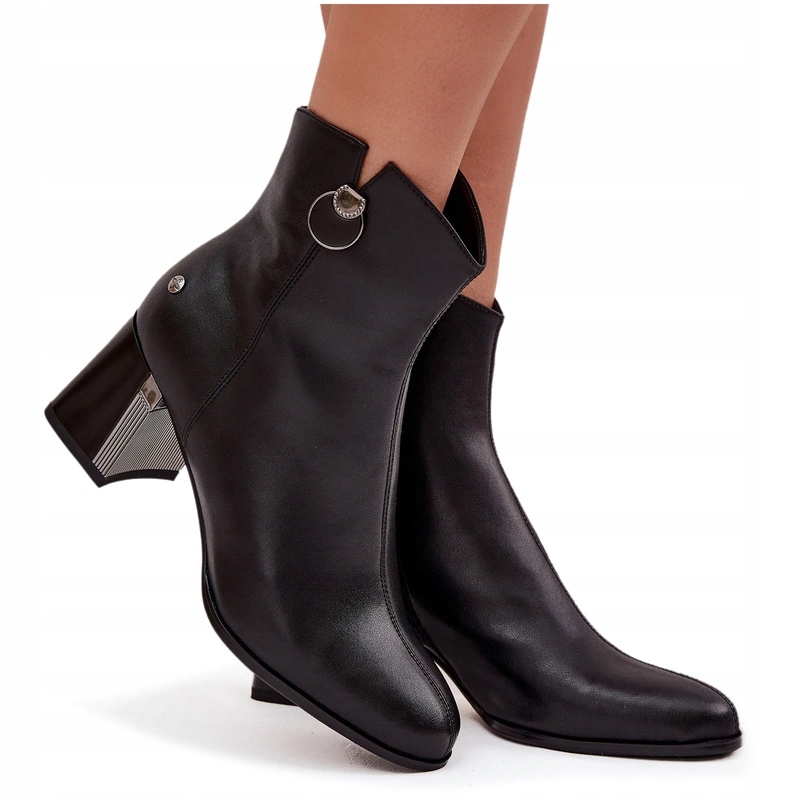 Dámské Kotníkové Boty Z Přírodní Zateplené Kůže Sloupek Maciejka K7203-04 Černé 36