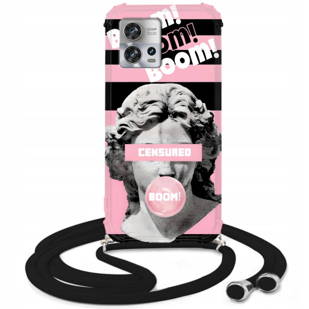 Pouzdro Crossbody Černá šňůrka pro Motorola Edge 30 Fusion Umělecké vzory