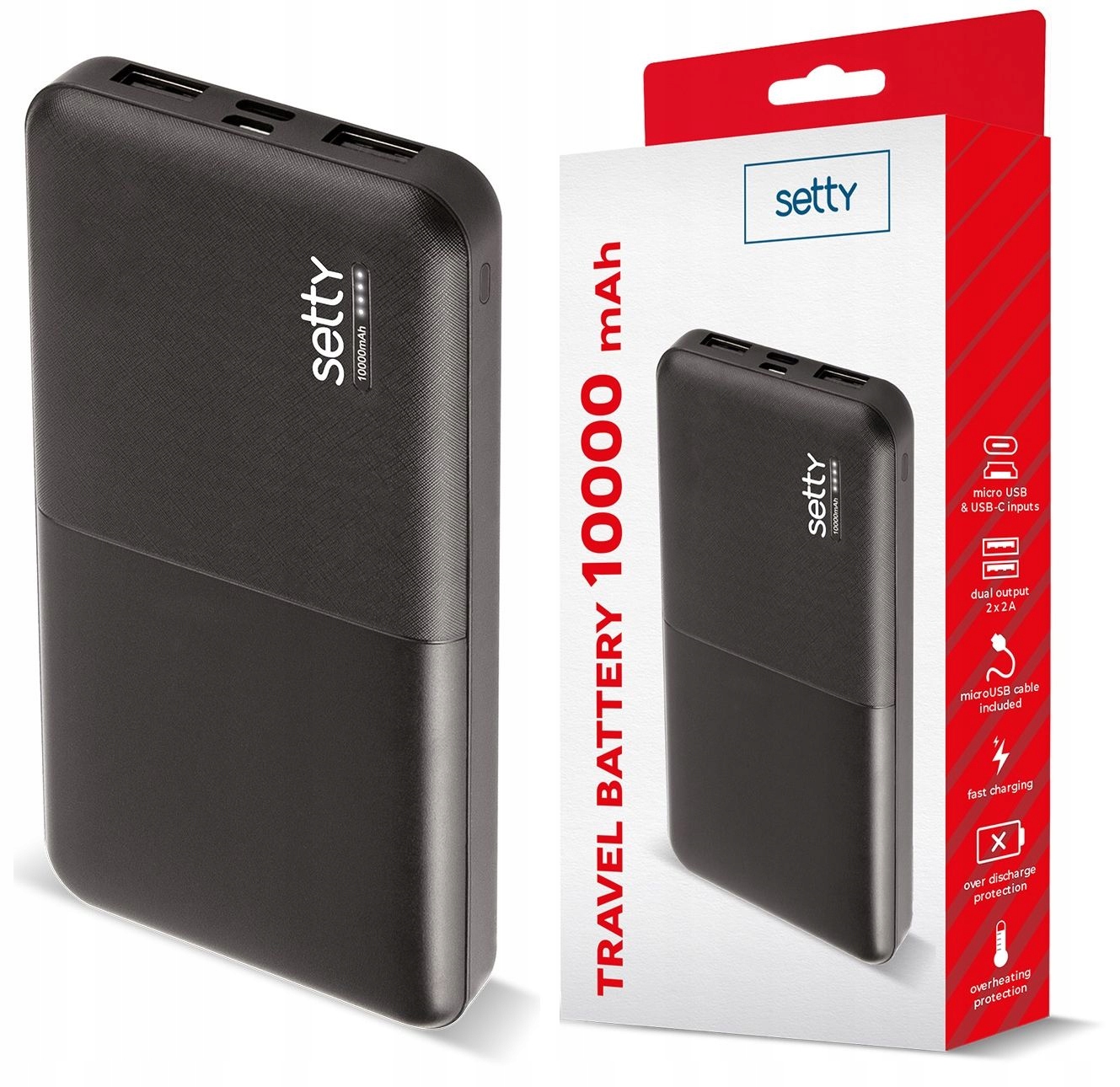 PowerBank 10000 mAh USB Micro Power Bank do Ładowania Telefonu Forever