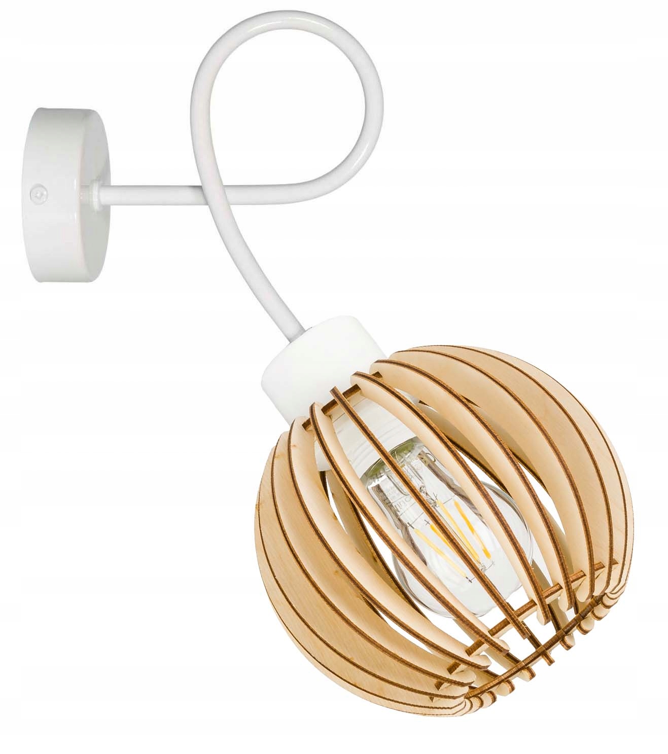 

Lampa kinkiet E27 ścienny stały loft kula drewno