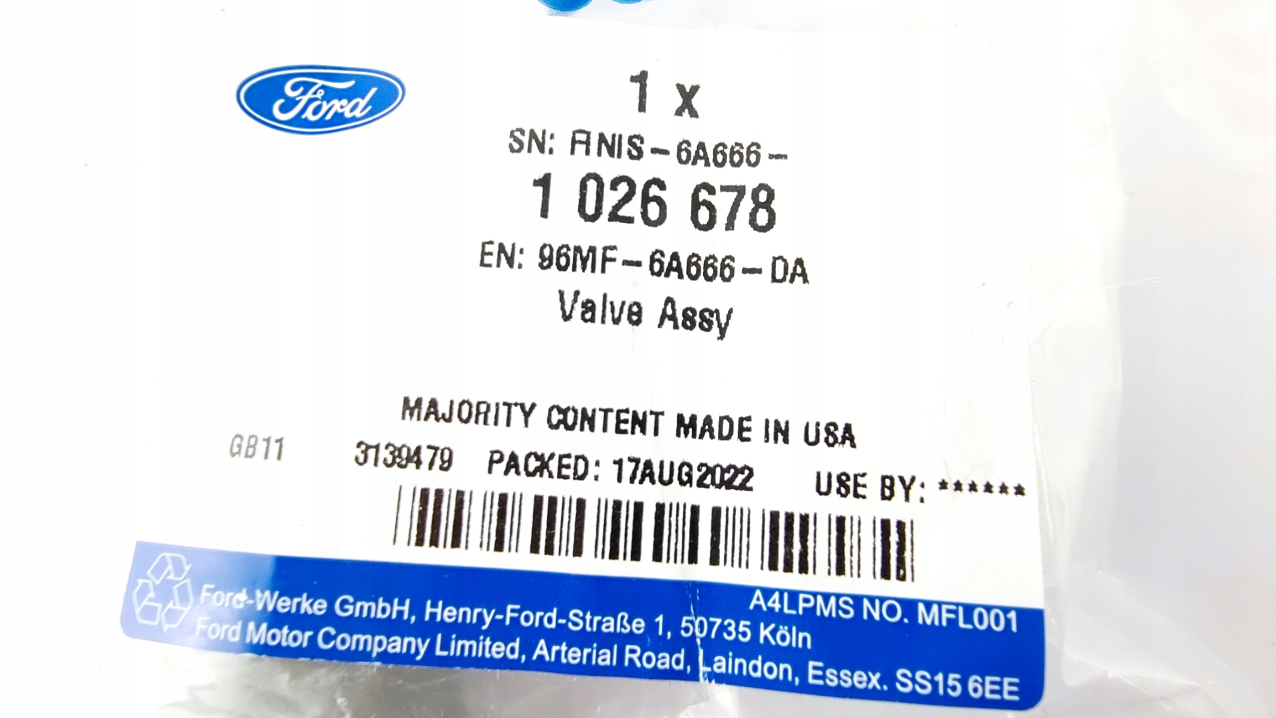 ZAWÓR ODMY FOCUS MK1 -1026678 - 96MF-6A666-DA Producent części Ford OE