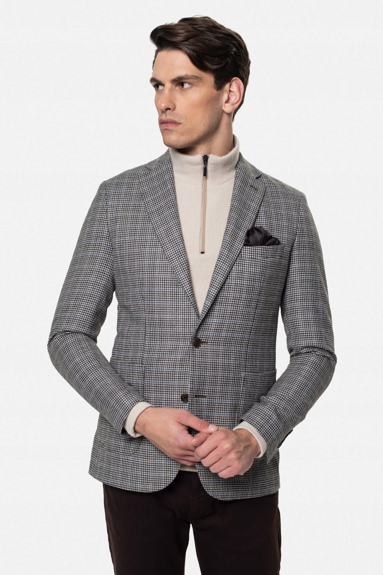 Marynarka Męska Benken Szara Slim Fit Jednorzędowa Z Wełną 48