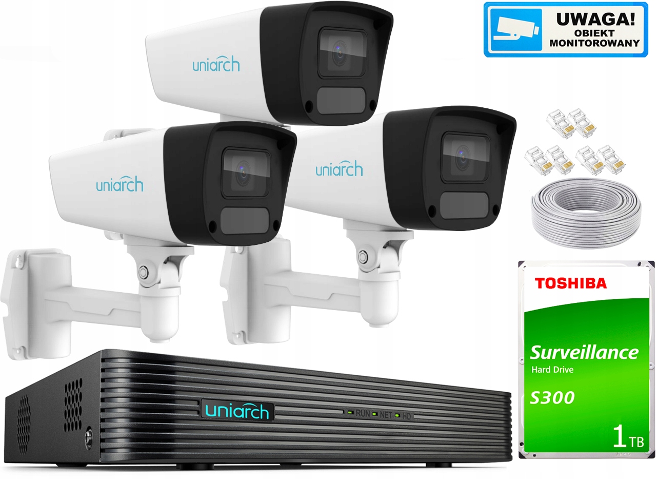 Zestaw do Monitoringu IP 2MP IR60m Zewnętrzny PoE