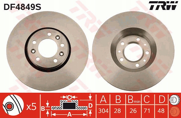 TRW TARCZA HAMULCOWA FIAT SCUDO PEUGEOT EXPERT 07| Producent części TRW