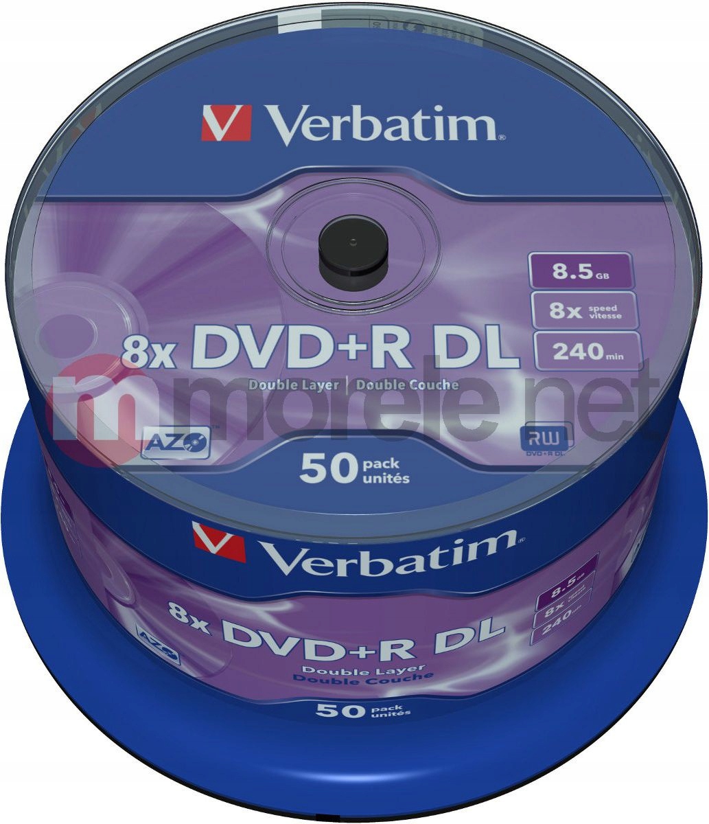 Verbatim Dvd+r DL 8.5 Gb 8x 50 sztuk (43758)