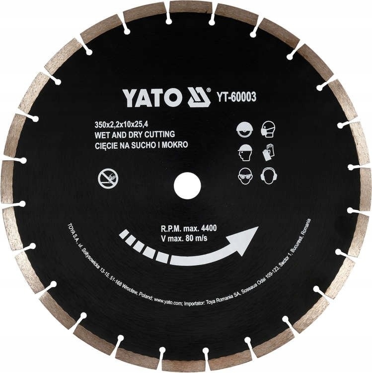 

Tarcza diamentowa do betonu 350x25,4mm sucho mokro