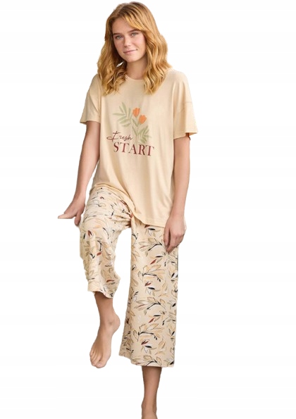 Volné Pyžamo Fresh Start Viskóza Kalhoty 3/4 Tričko S