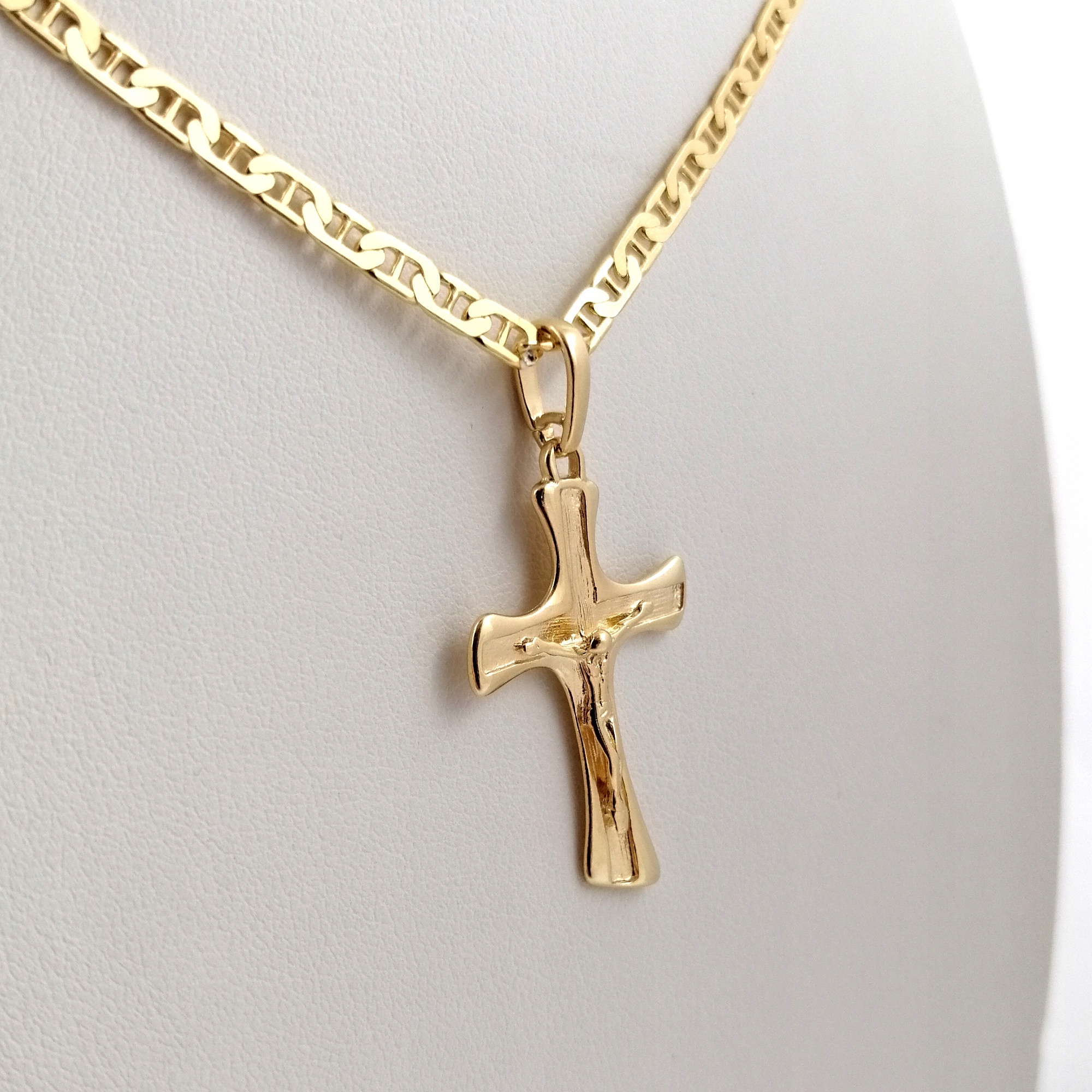 ZŁOTY ŁAŃCUSZEK KOMUNIA SPLOT GUCCI + KRZYŻYK 925 DLA WNUKA, WNUCZKI Marka Golden Celebrity