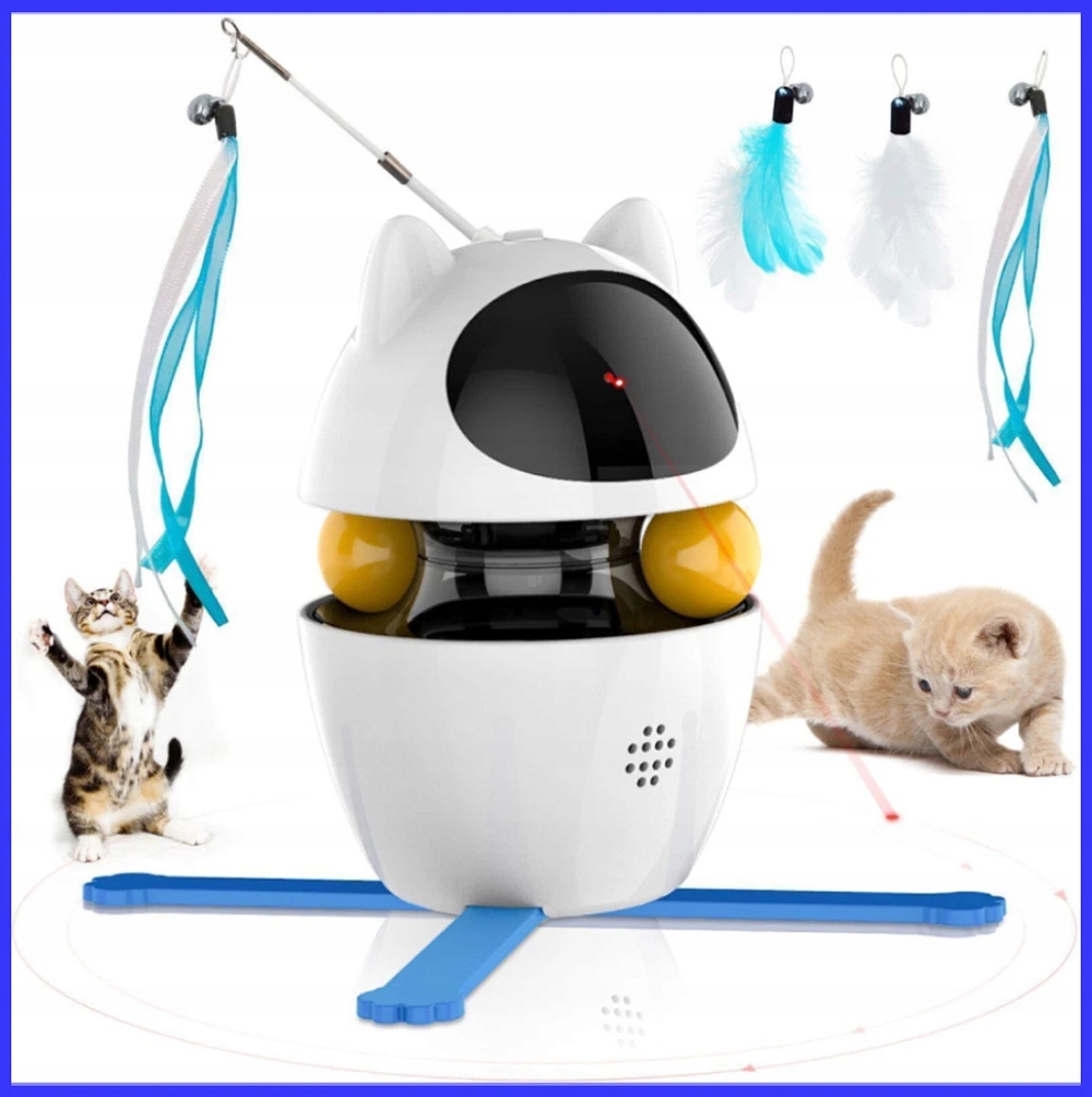 Interaktivní Hračka Pro Kočky 3V1 S Míčkem A Laserem
