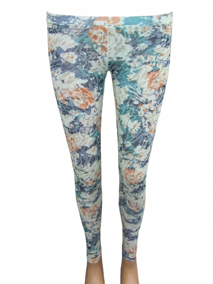

H6538 Nowe Damskie Legginsy Kwiaty Mavi S