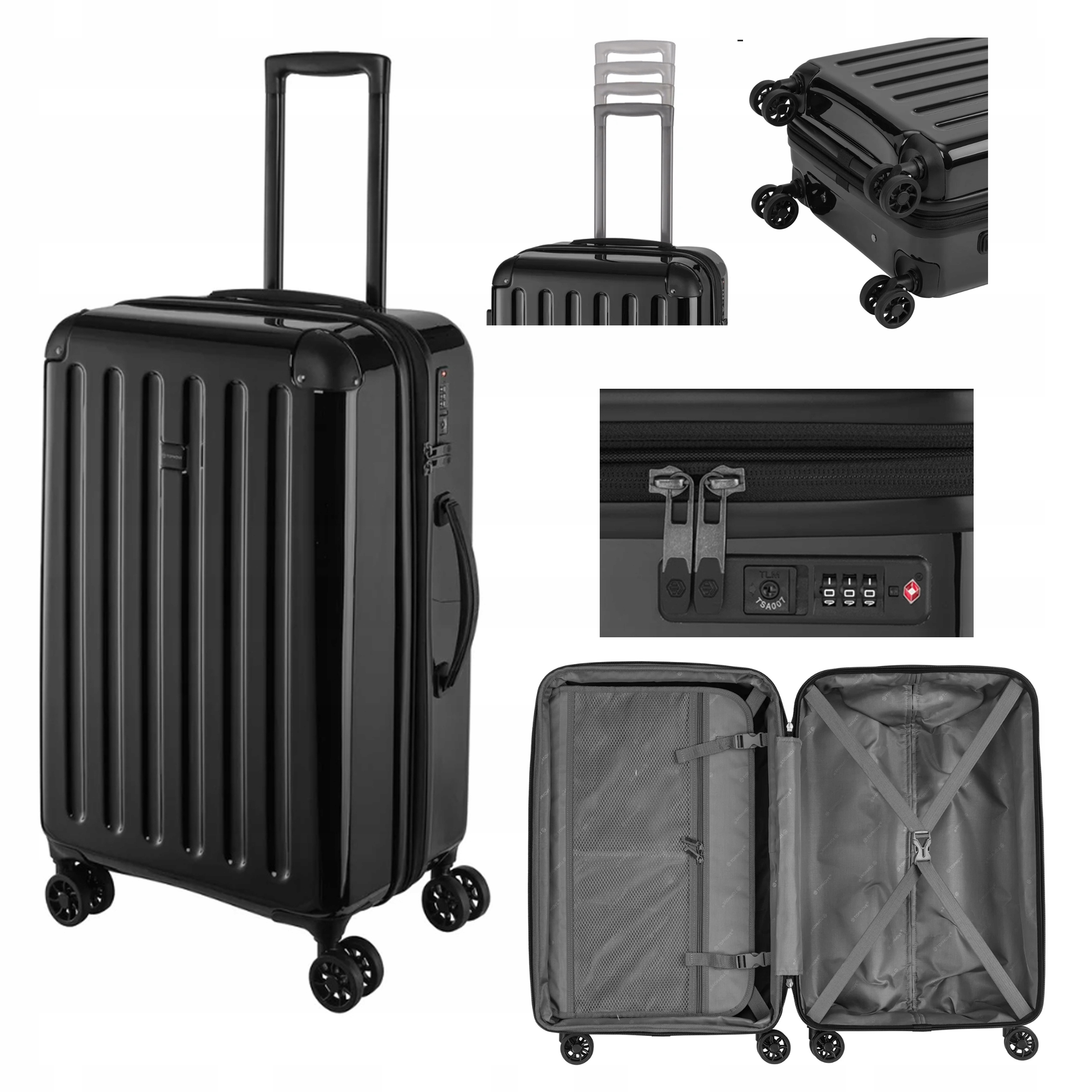Walizka podróżna twarda na kółkach 63l szyfr funkcja Tsid mocna Abs