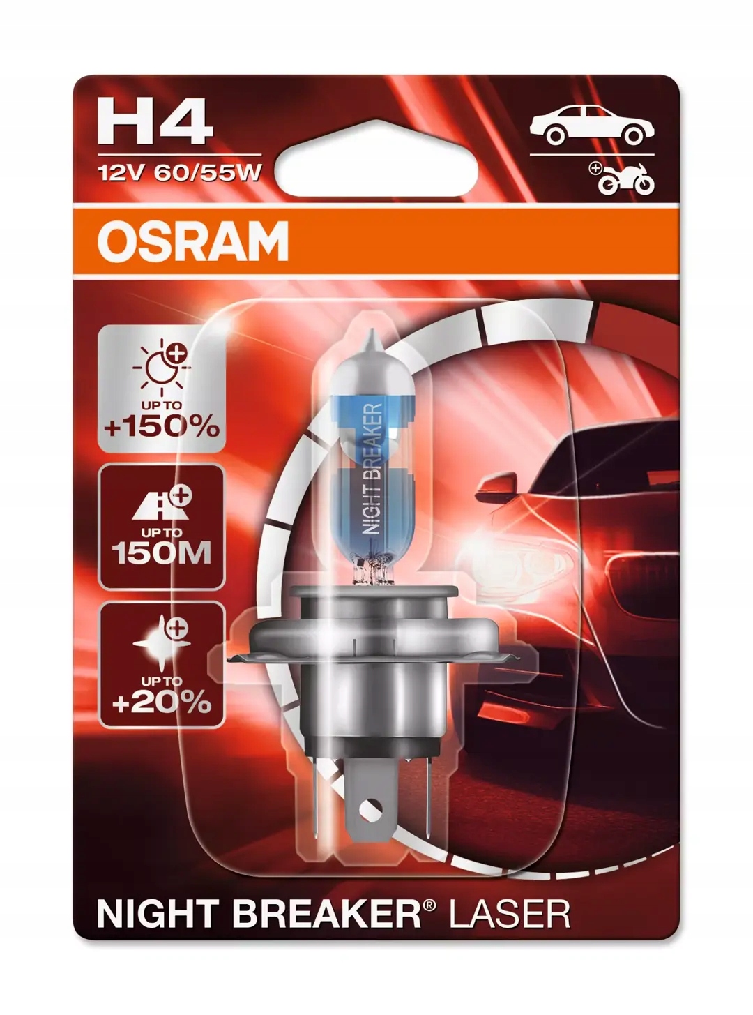 Osram Żarówka Samochodowa Night Breaker H4 Nl 150% +150M