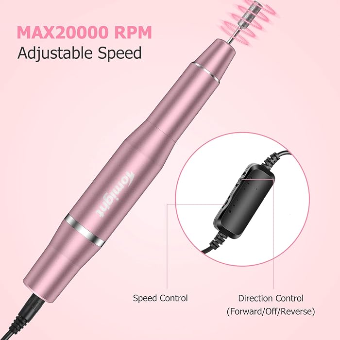 TOMIGHT FREZARKA DO PAZNOKCI ELECTRIC NAIL DRILL RÓŻOWA + obcinaczki Model M102