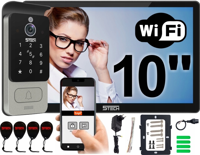 Cyfrowy 2-żyłowy Wideodomofon Premium WiFi 5TECH Twin 10'' FullHD Aplikacja