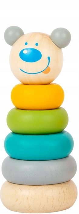 DUŻA PIRAMIDKA DREWNIANA UKŁADANKA EDUKACYJNA WIEŻA KLOCKI MIŚ DLA DZIECI Marka Small Foot