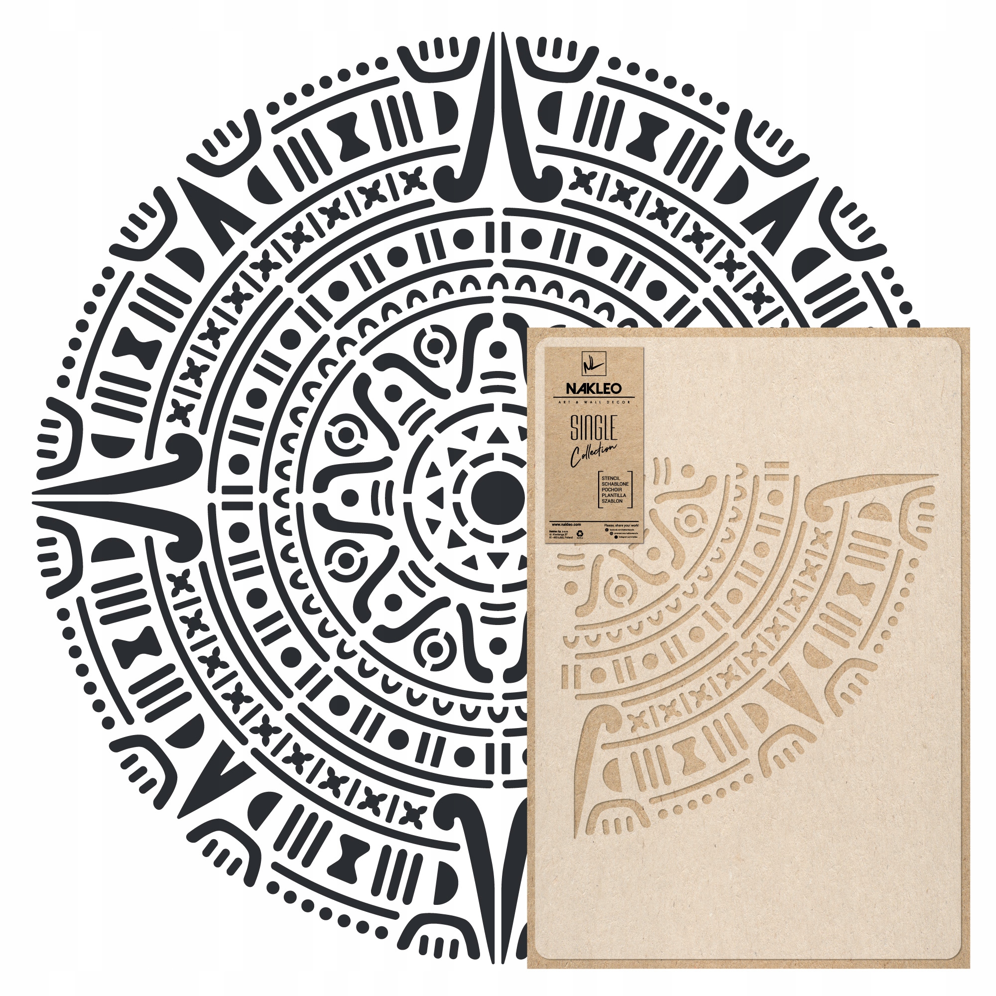 Šablona Malířská Mandala XL Průměr 108 cm Pro Omítky Opakovaně Použitelný Omítka Beton