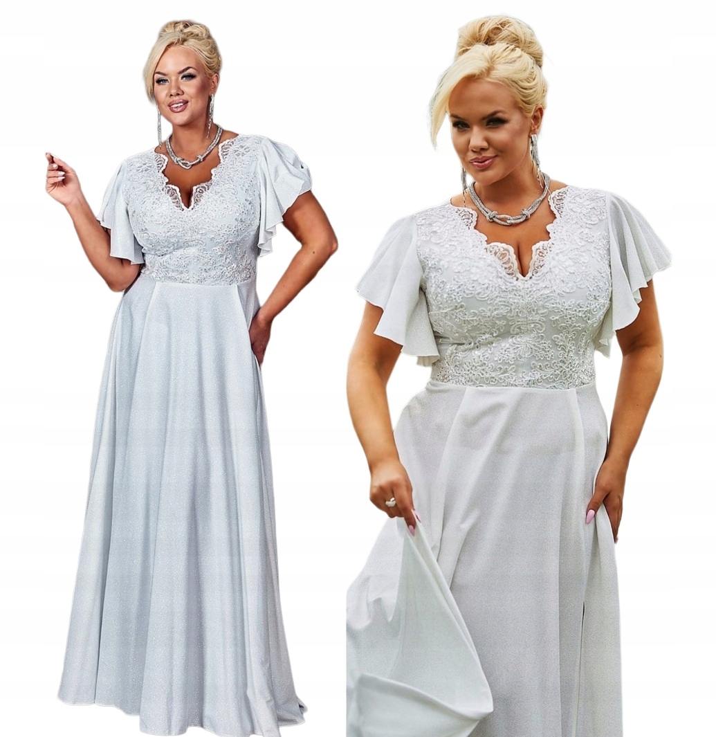 Laura Ecru Dlouhá Sukně Krajkou svatební s rozparkem na nohu 2XL