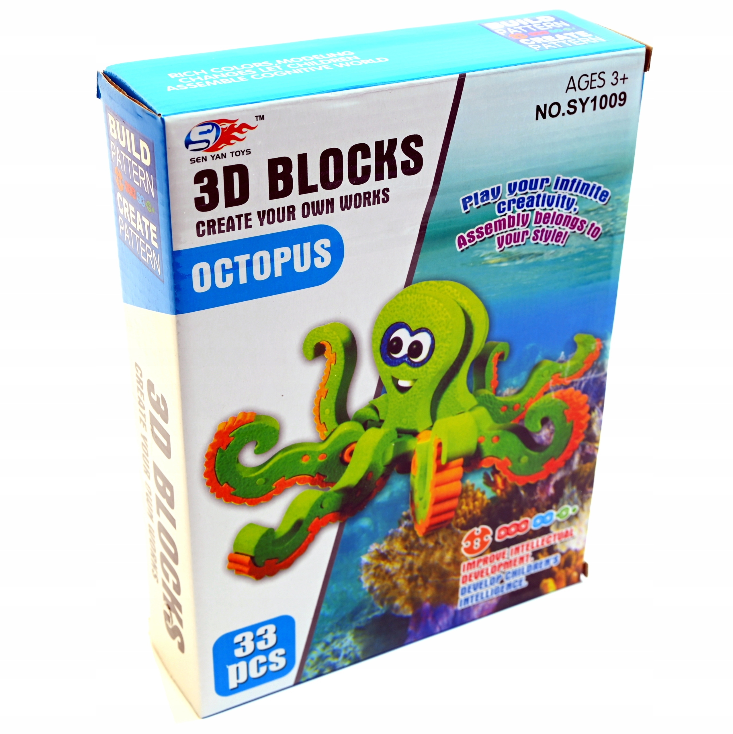 KLOCKI PIANKOWE OŚMIORNICA MIĘKKIE PUZZLE 3D 33EL Marka Midex