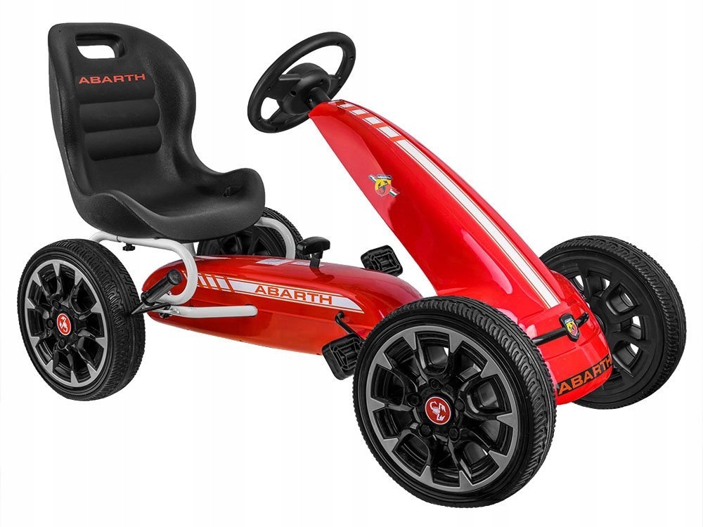 Licencjonowany Gokart Abarth na pedały dla dzieci 30kg Miekkie koła PA0167