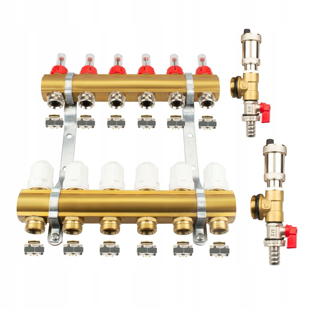 Podlahový kolektor 6 sekcií Mosadzné obvody