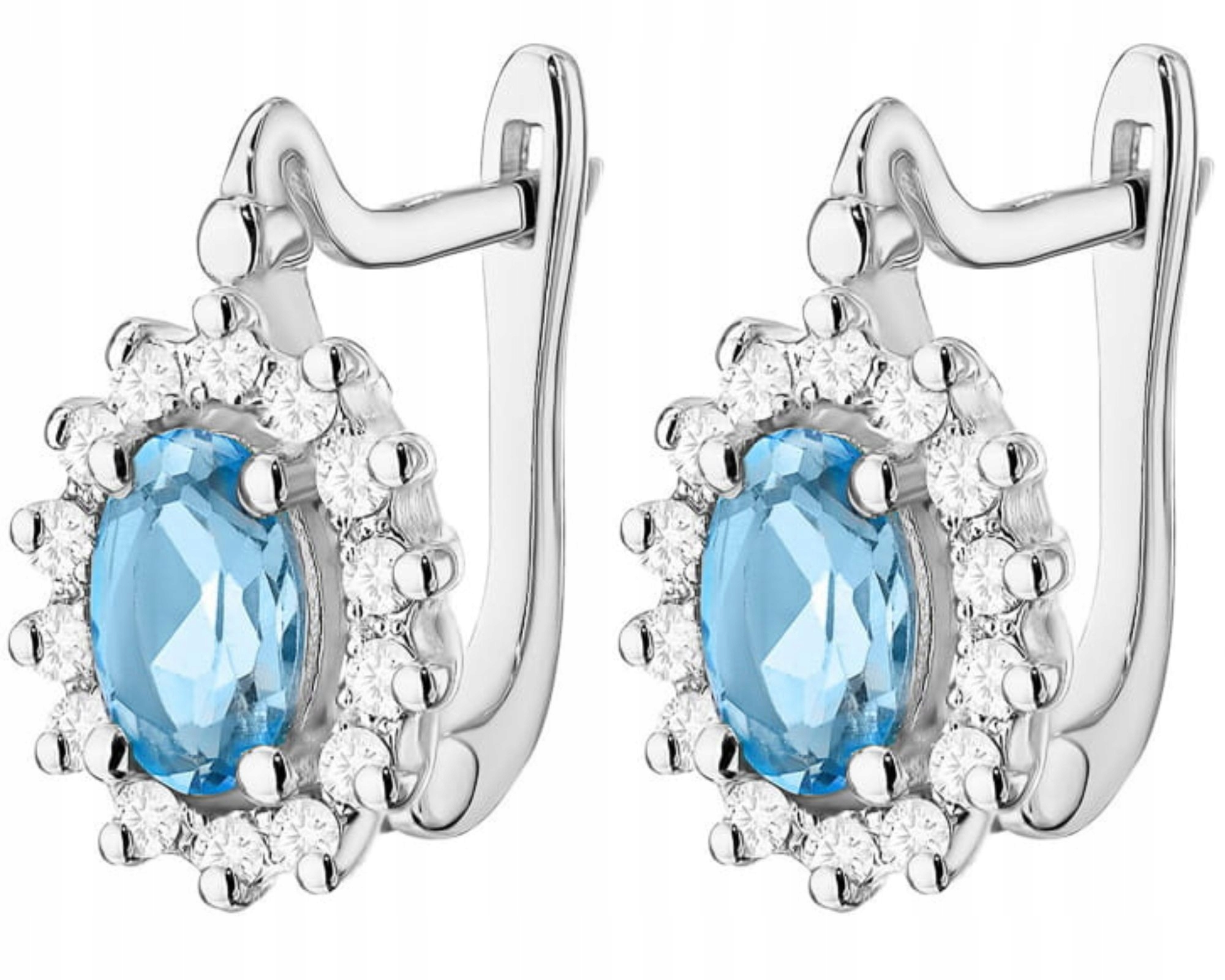 Bílé Zlato Náušnice 585 S Brilianty A Přírodním Topazovým Kamenem