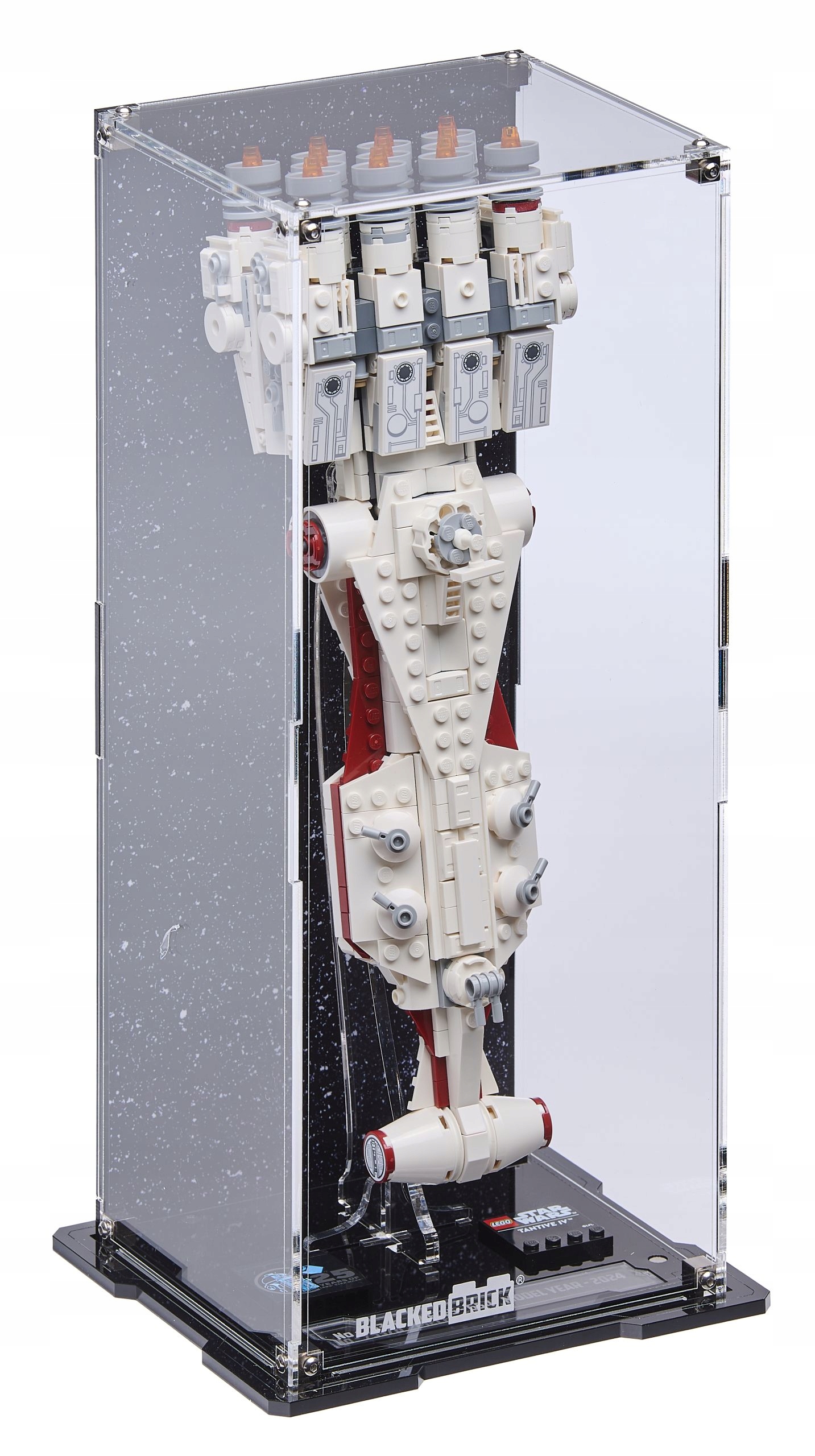Stojanová vitrína s pozadím Blacked Brick pro Lego 75376 Star Wars Tantive IV