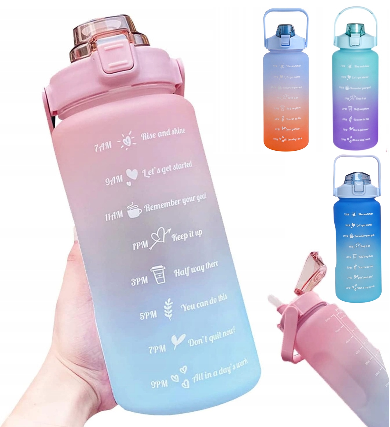 BIDON BUTELKA NA WODĘ Z MIARKĄ MOTYWACYJNĄ 2 LITRY Marka bez marki