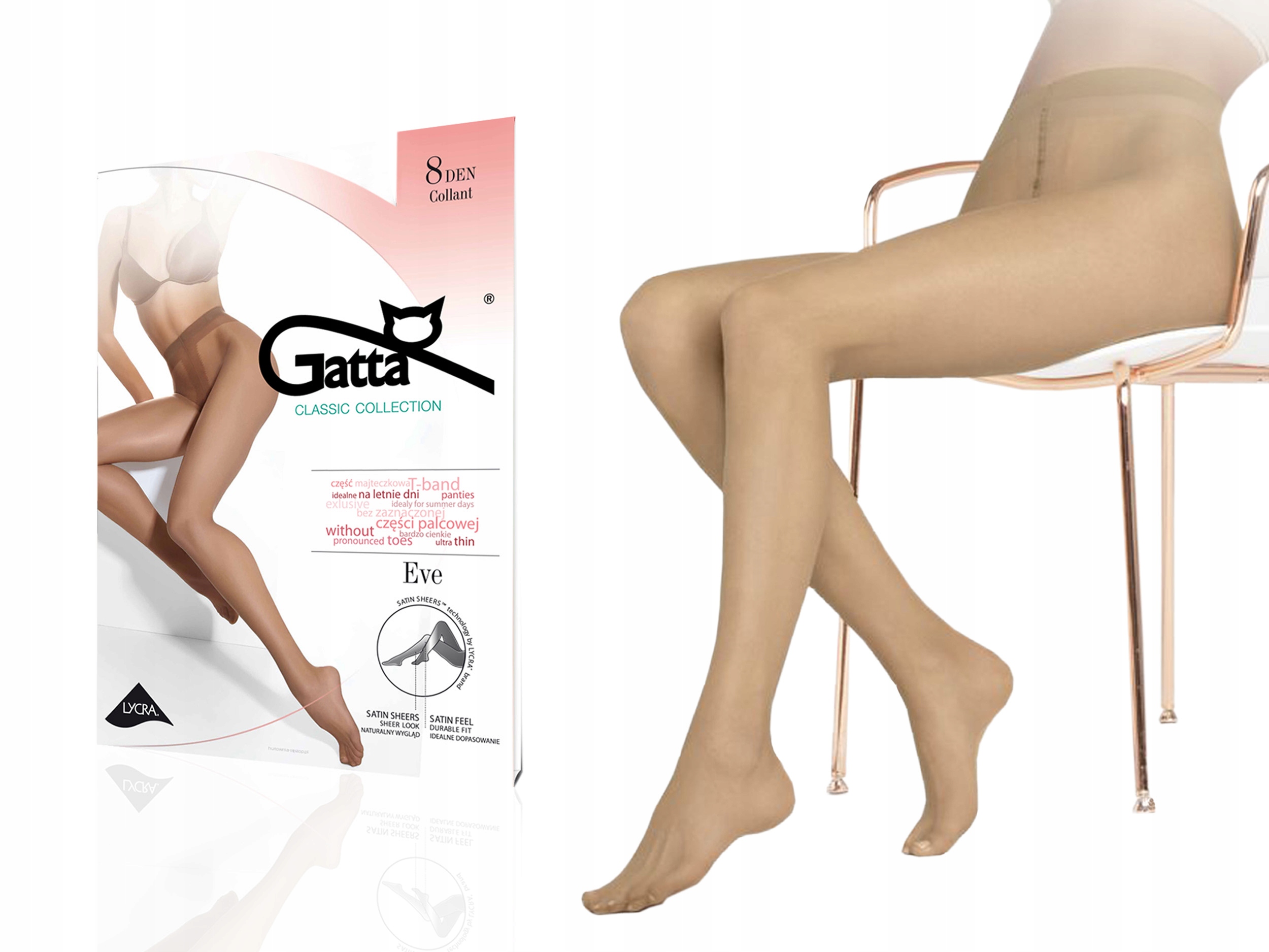 

Rajstopy cienkie matowe Eve Gatta, 8den visone 3-M