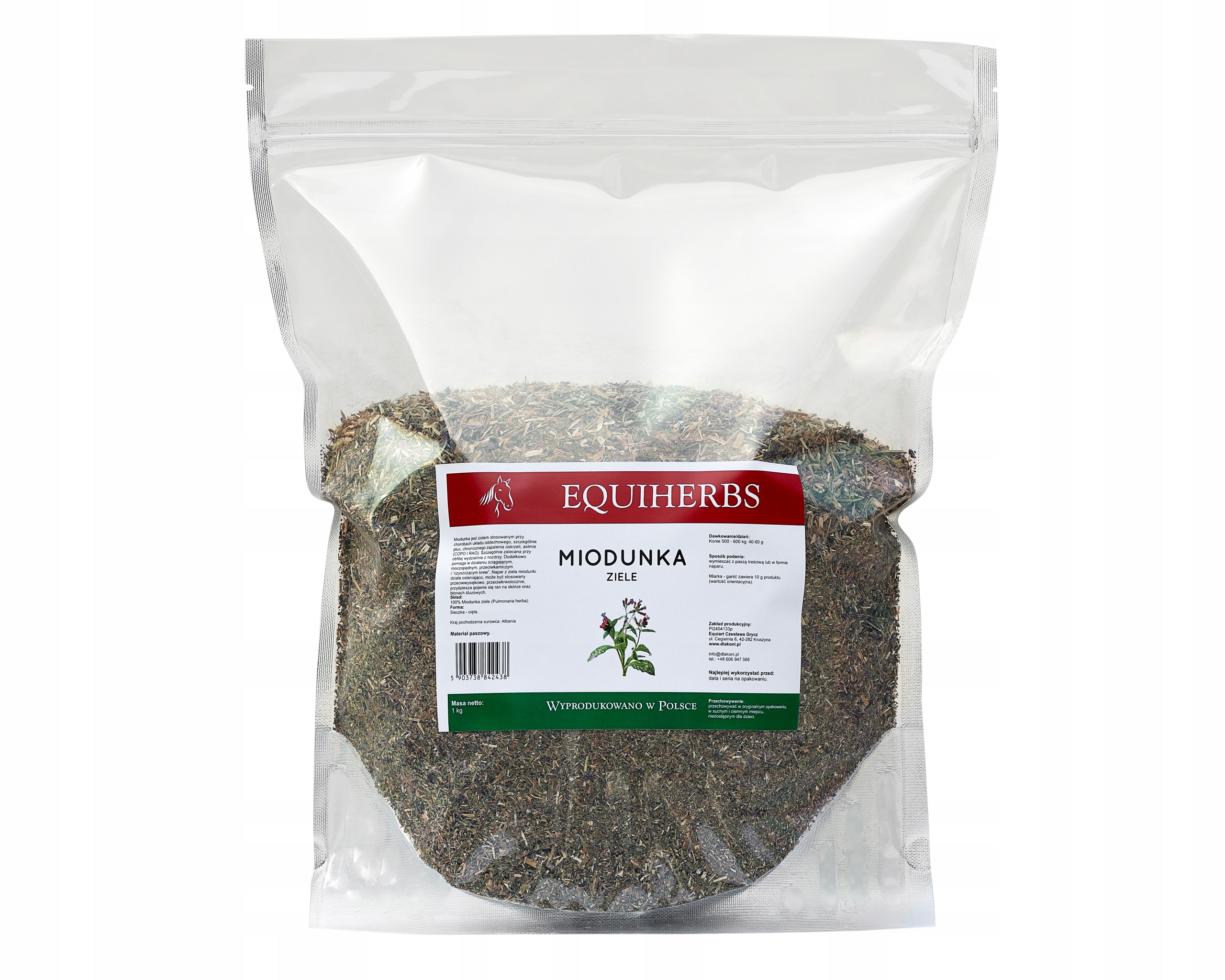 Miodunka dla koni 1 kg Equiherbs układ oddechowy Copd Rao